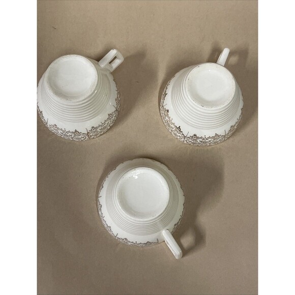 VTG American Limoges Triumph D'or Serenade 3 Cups & 4 Saucers 22K Gold READ - Picture 10 of 16